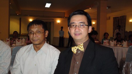 Myanmar 2009 - Dr Wai giving a talk on Management of Liver Cirrhosis and Hepatocellular carcinom in Mandalay. The meeting was chaired by Professor Than Sitt, Chief of Hepatology at Yangon General Hospital.